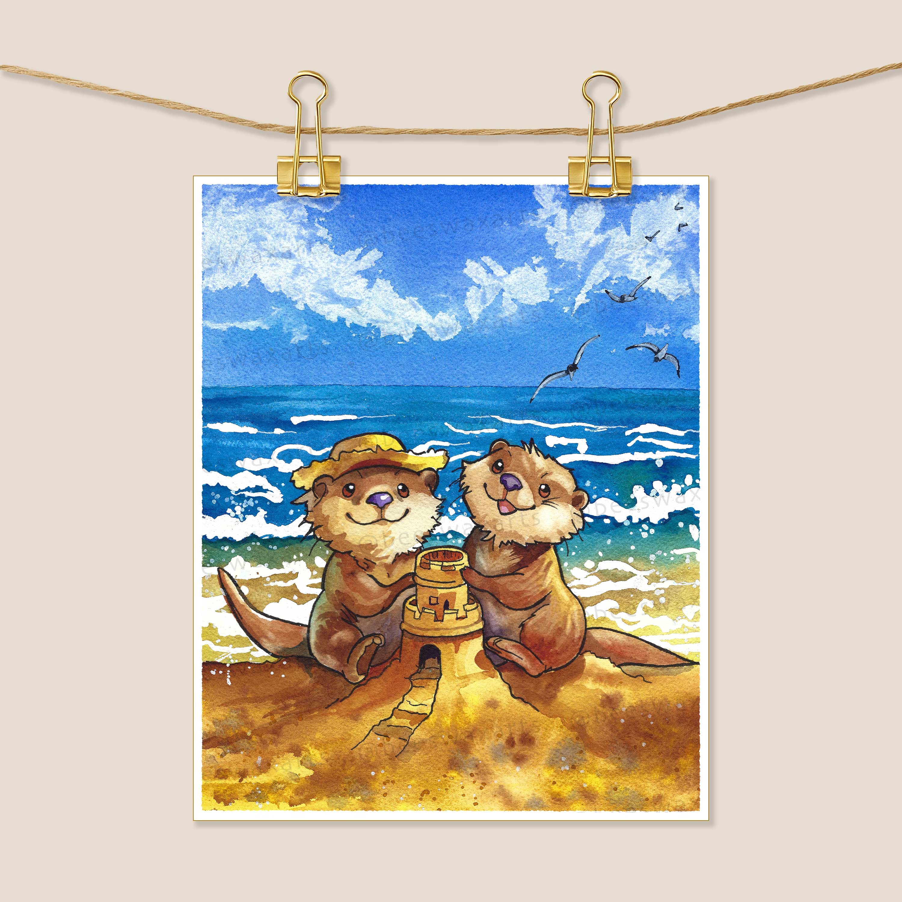 Sea Otters Building a Sand Castle
