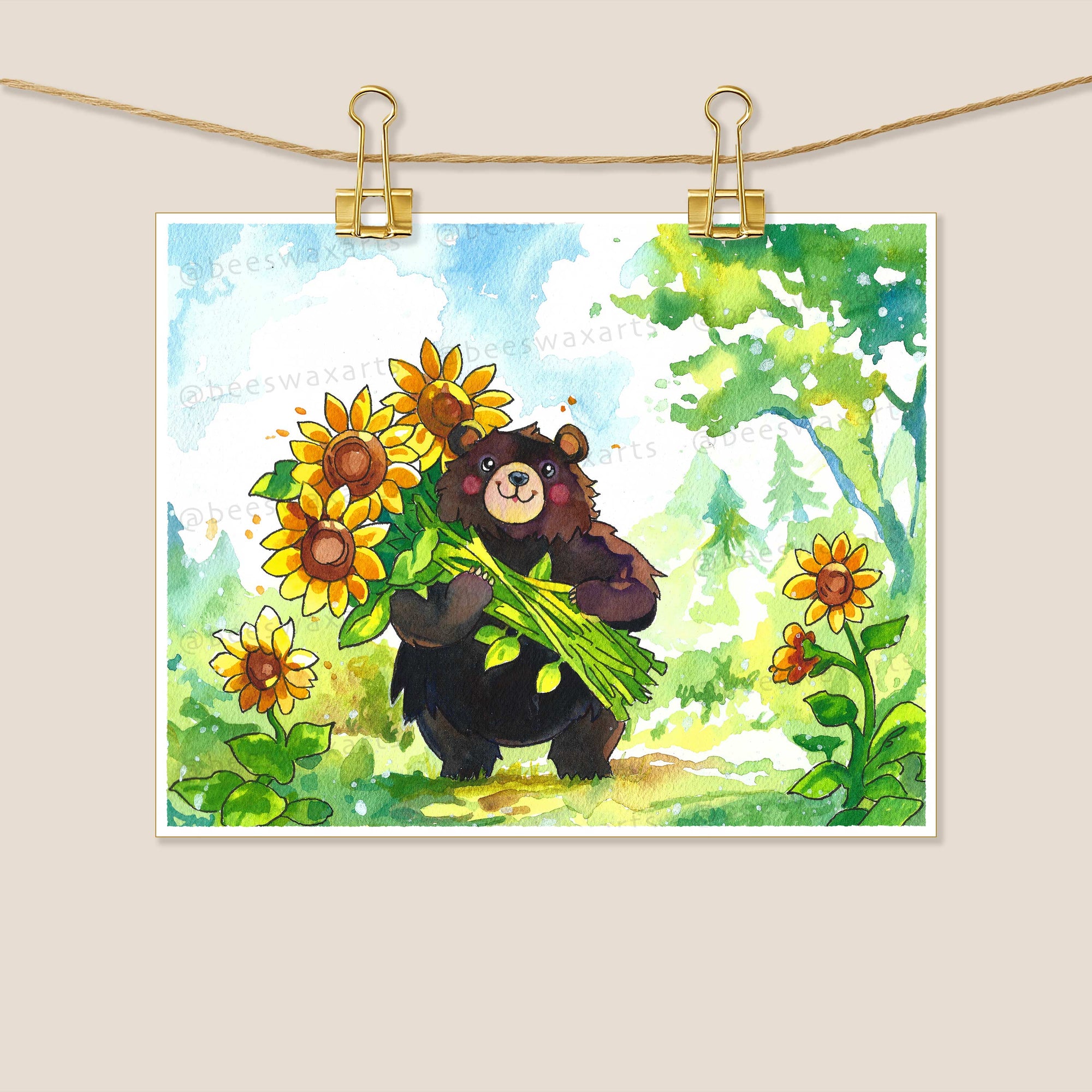 Bear with Sunflowers