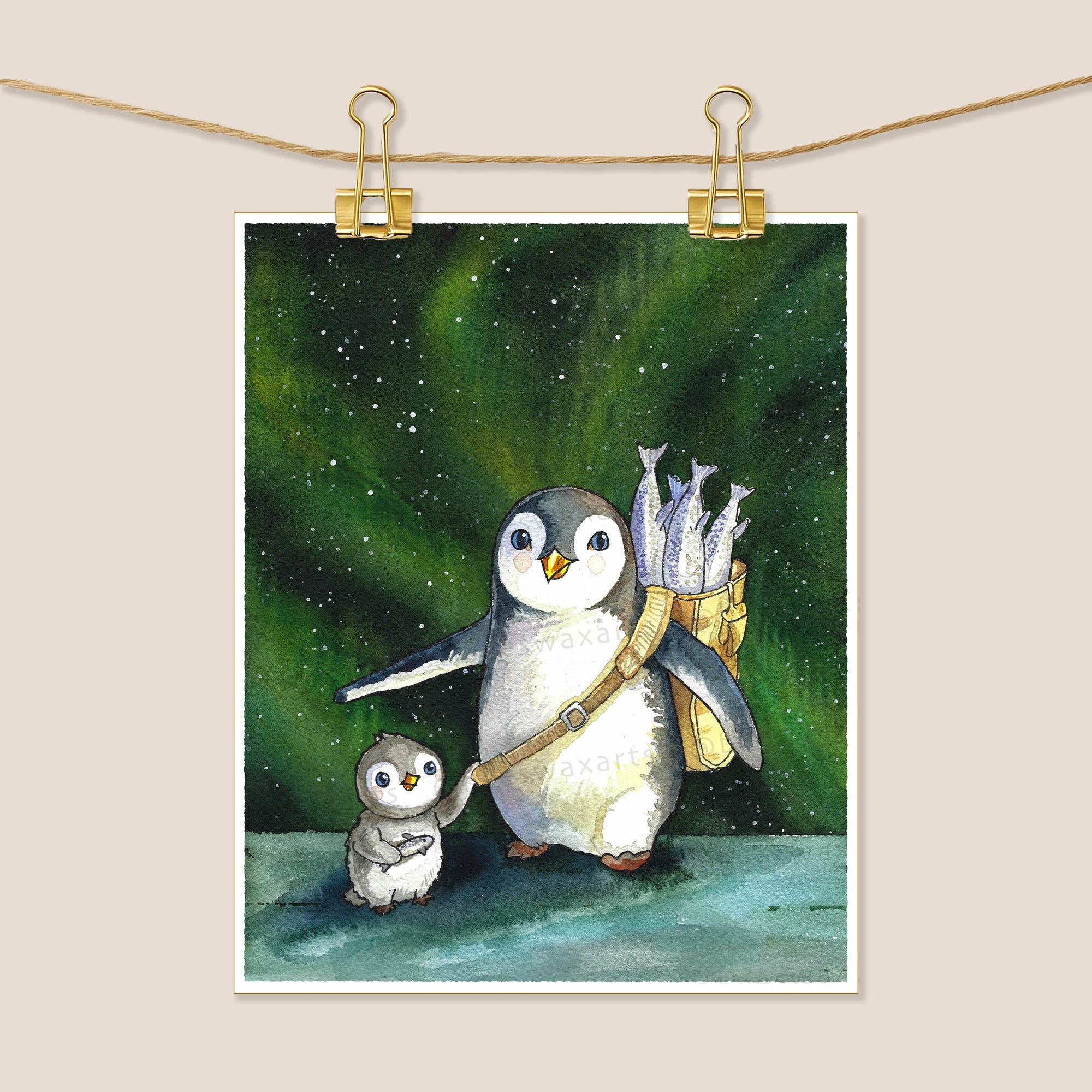 Penguin Mama Teaching Her Son To Fish