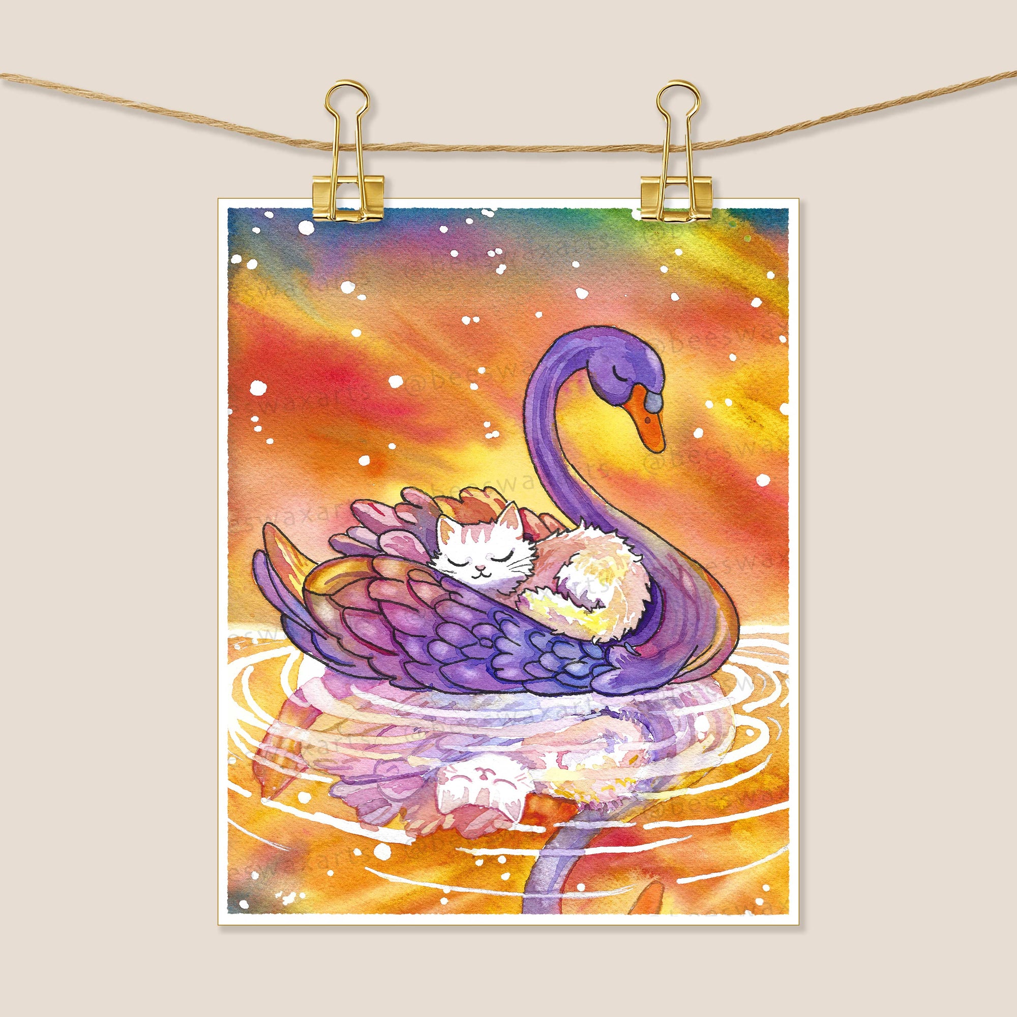 A Tranquil Moment (Swan and Cat)